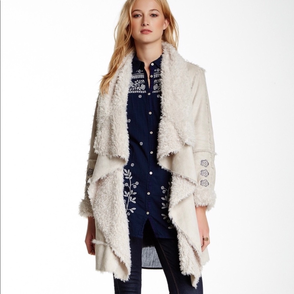 Johnny Was BIYA - Cream Faux Fur Sherpa Coat